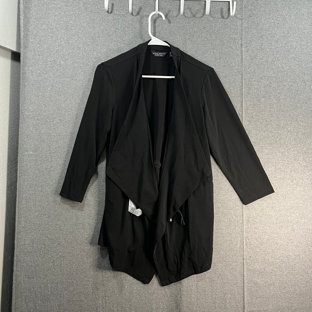 Every Day by Susan Graver Liquid Knit Anorak Style Cardigan Black, Small